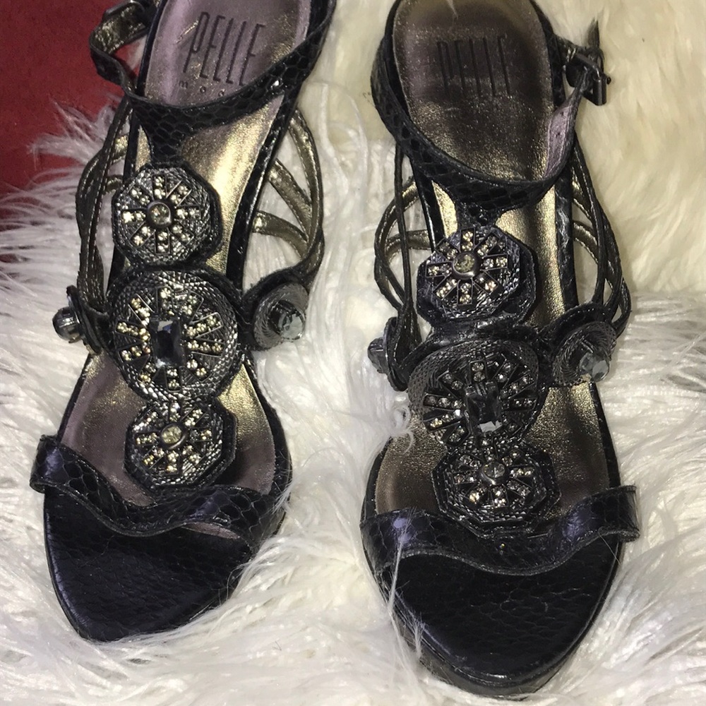 Pelle Moda Python Jeweled Heels - image 8
